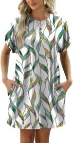 MulheresMangaCurtaImpressaCamisaVestidoBolsosRedondoPescocojpg SYMFASHION The Global Destination For Modern Luxury